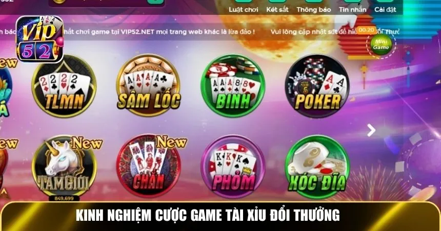 Kinh nghiệm cược Game Tài Xỉu đổi thưởng