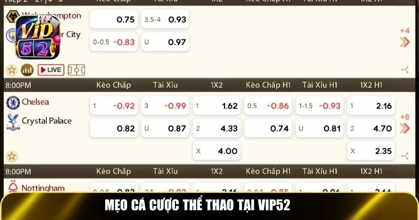 Mẹo cá cược thể thao tại Vip52